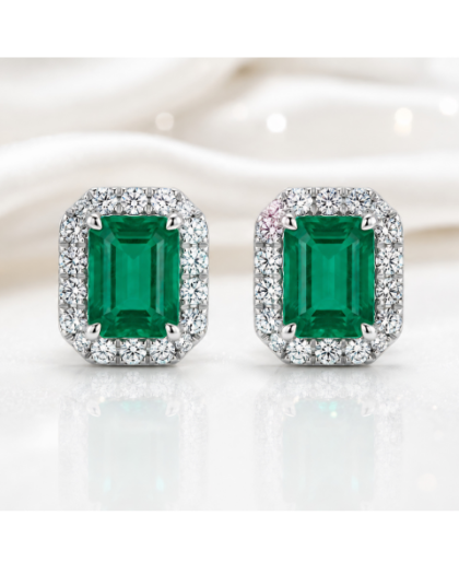 Emerald Halo Studs