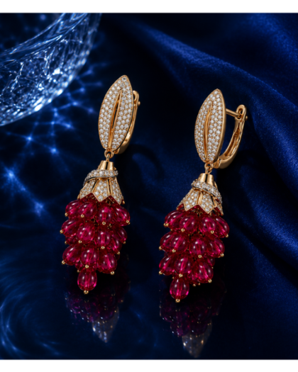 Ruby Cluster Earrings